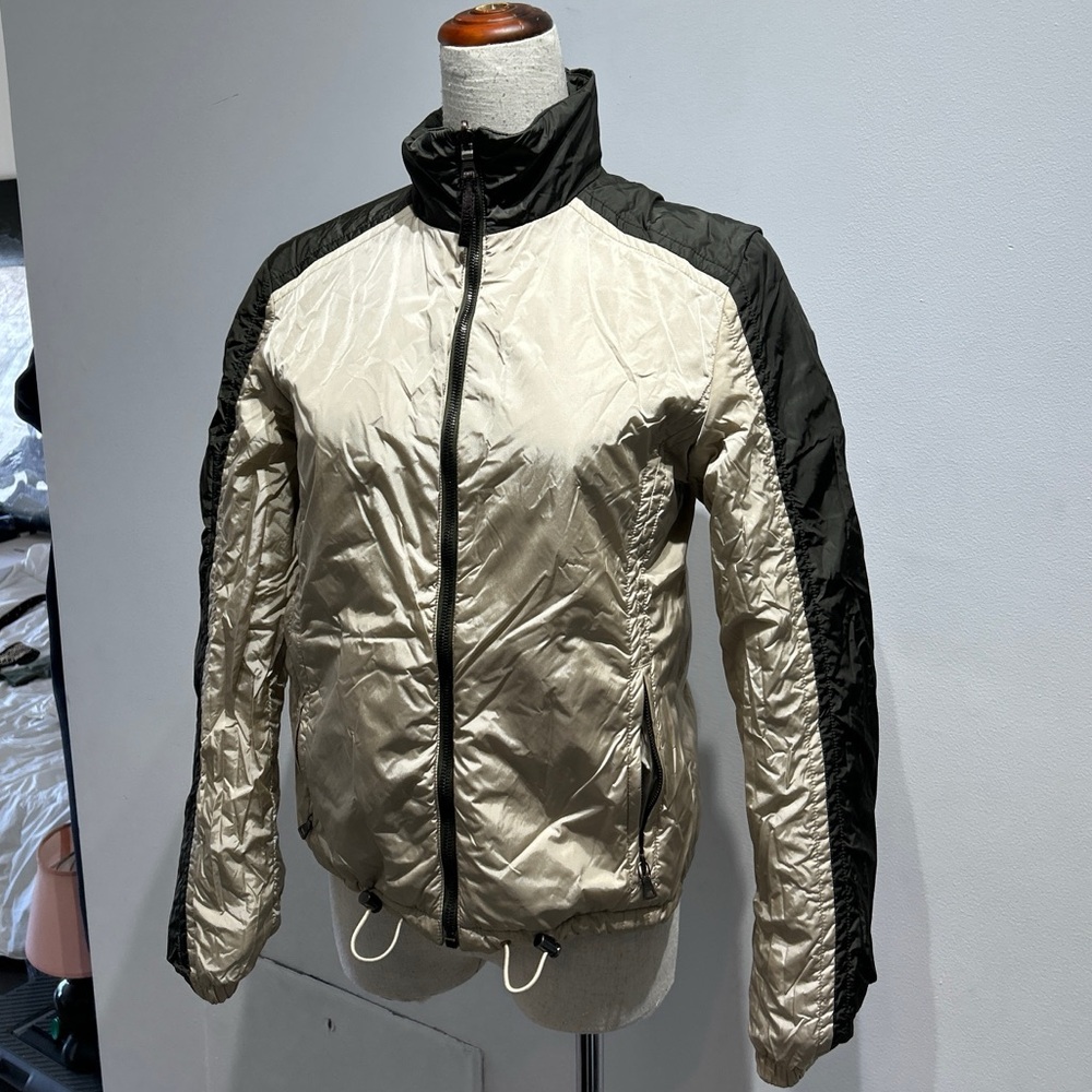 Prada Reversible Jacket Size 42 S-M Olive GREEN Brown Beige Womens
